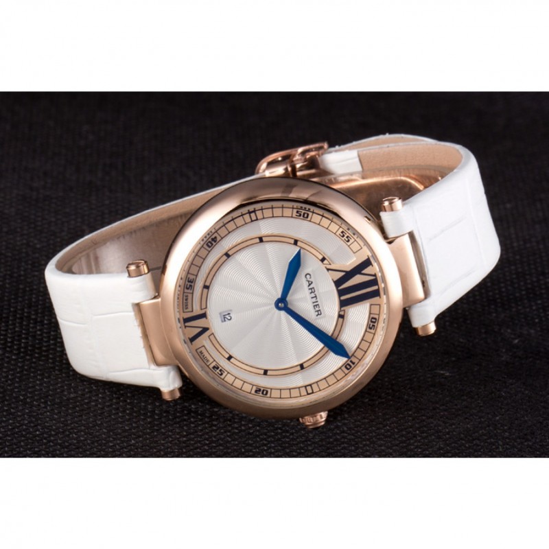 Luxury Replica Watches Cartier Ballon Bleu White Leather Strap 621449-3