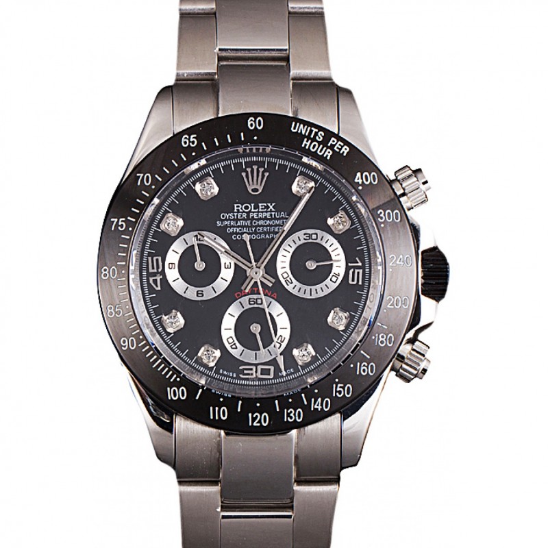 Rolex Daytona Stainless Steel Black Enameled Black Dial-0