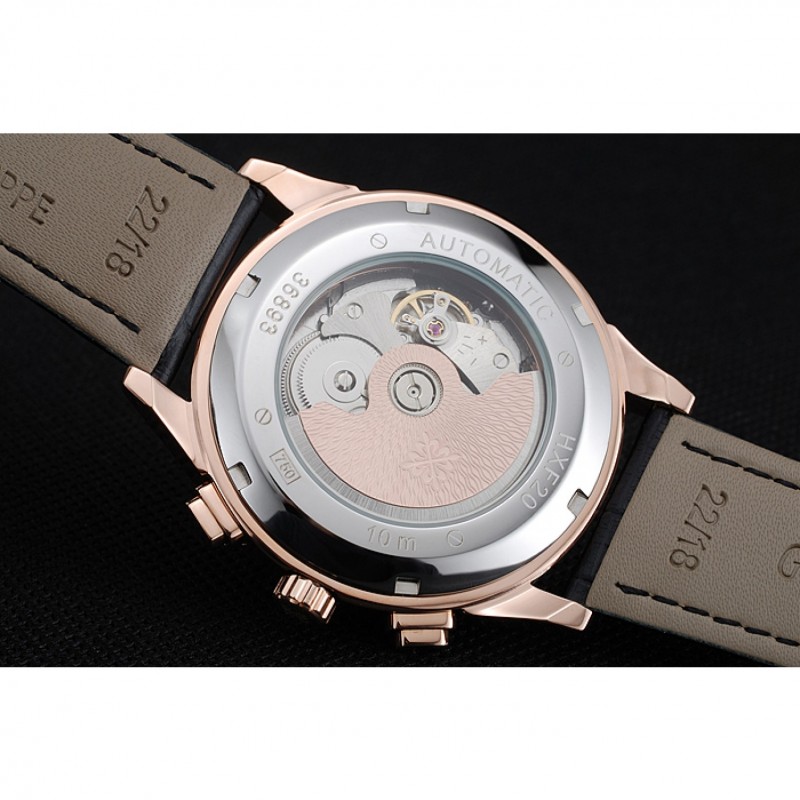 Patek Philippe Grand Complications Black Dial Gold Case Black Leather Bracelet 1454238-8