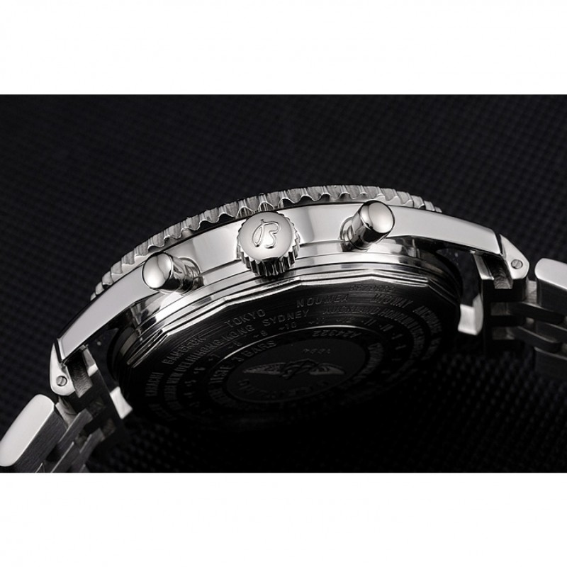 Breitling Certifie Polished Silver Stainless Steel Strap Black Dial Chronograph 80173-8