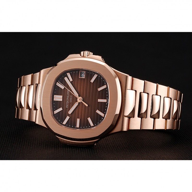 Swiss Patek Philippe Nautilus Dark Brown Dial Stainless Steel Bracelet 1453949-3
