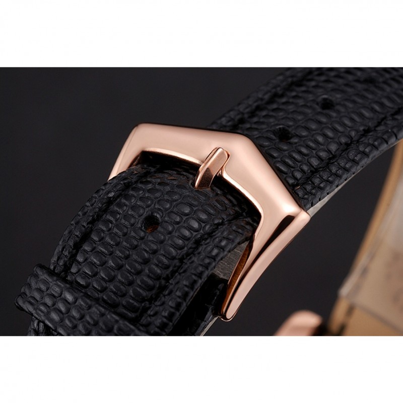 Patek Philippe Chronograph White Guilloche Dial Rose Gold Case Black Leather Strap-5