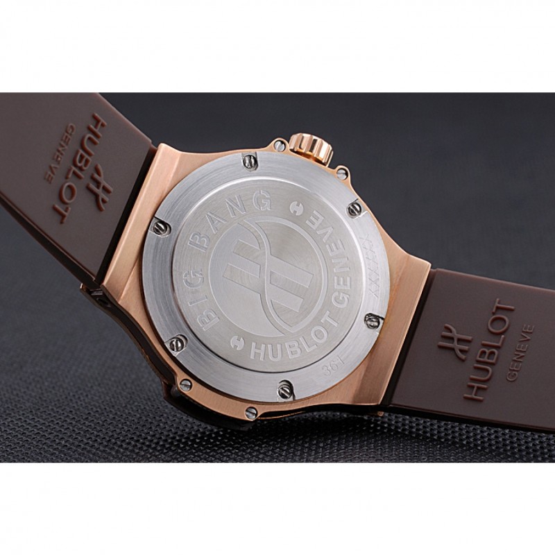 Cheap Hublot Big Bang King Rose Gold Bezel White Dial Brown Rubber Strap-8