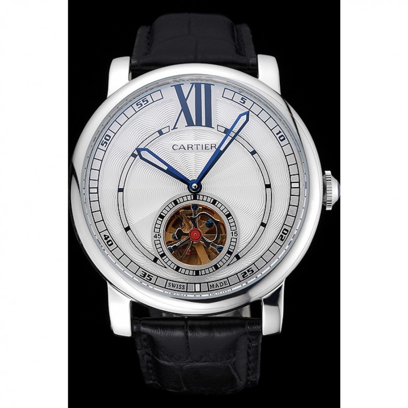Cheap Cartier Rotonde Flying Tourbillon White Dial 621938-1