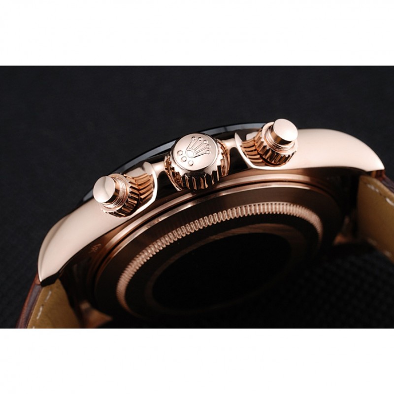 High End Rolex Cosmograph Daytona Brown Dial Rose Gold Case Brown Leather Bracelet 1454243-6