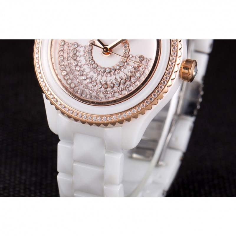 Dior VIII Grand Bal Rose Gold Bezel White Bracelet cd07 621360-6