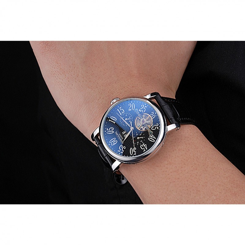 Patek Philippe Grand Complications Stainless Steel Case Black Dial Roman Numerals Black Leather Bracelet 622256-7