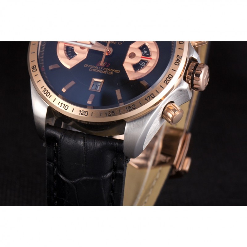 Tag Heuer Carrera Stainless Steel Case Black Dial Black Leather Strap-6