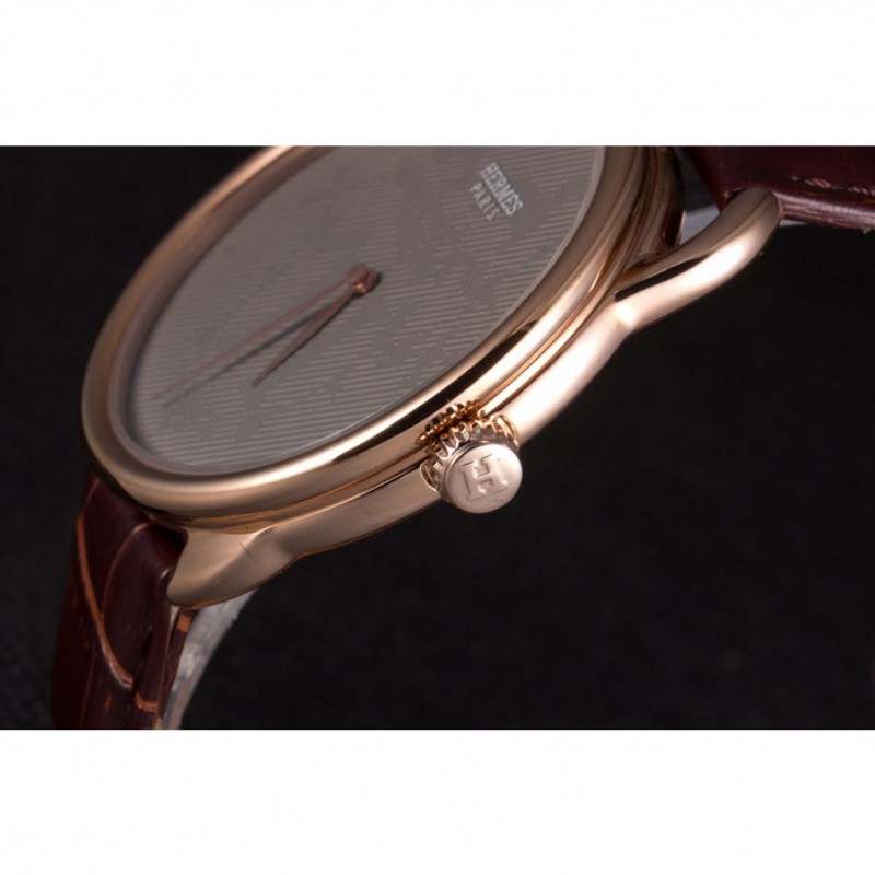 High Quality Replica Watches Hermes Classic Croco Leather Strap Silver Dial 801395-6