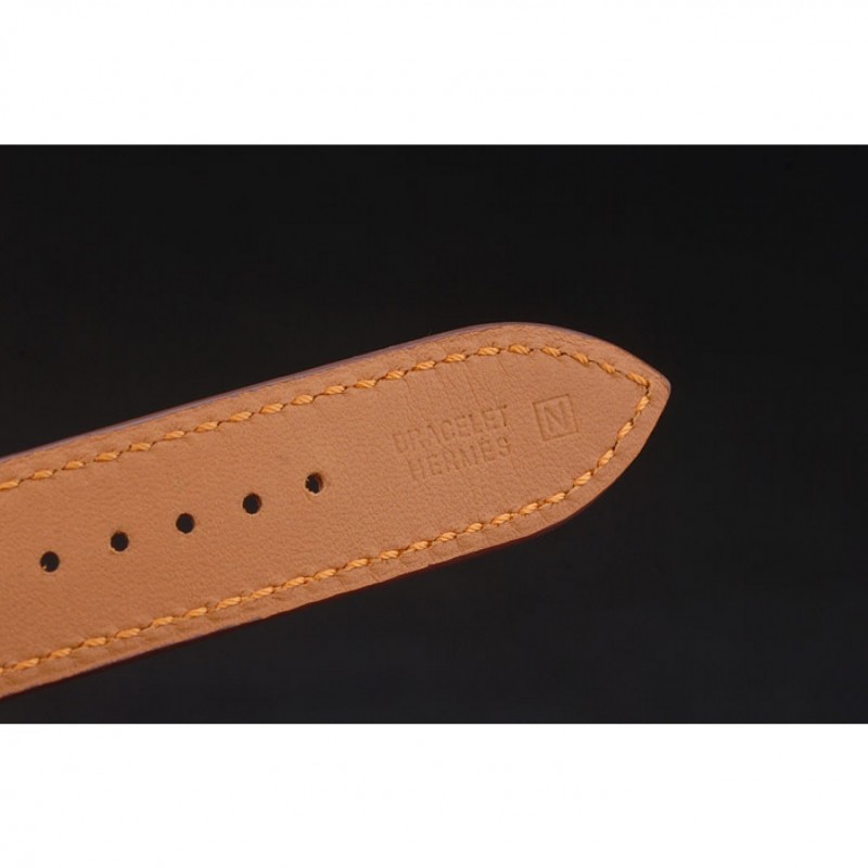 Cheap Hermes Heure H Rose Gold Bezel Orange Leather Strap White Dial 80234-8