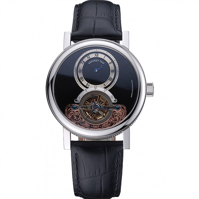 Breguet Classique Grande Complication Tourbillon Silver Case Black Dial Black Leather Strap 622212-0