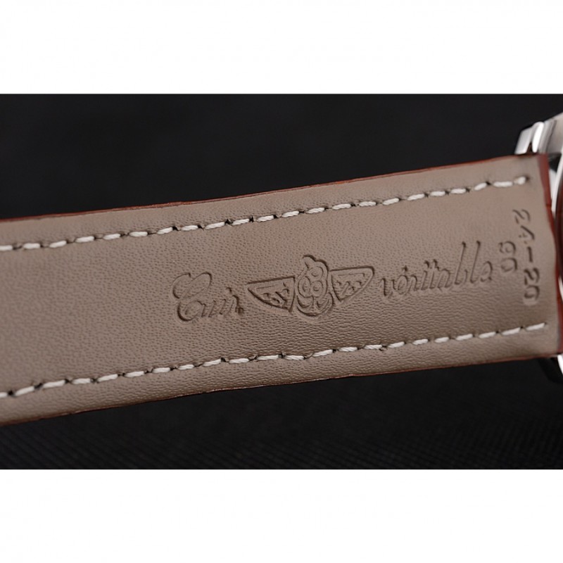 Breitling Transocean Beige Dial Brown Leather Strap Polished Stainless Steel Bezel-5