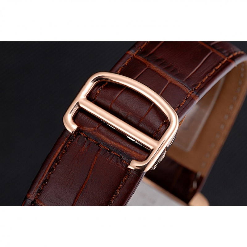 Cartier Tank MC Brown Dial Gold Case Brown Leather Bracelet 622696-5