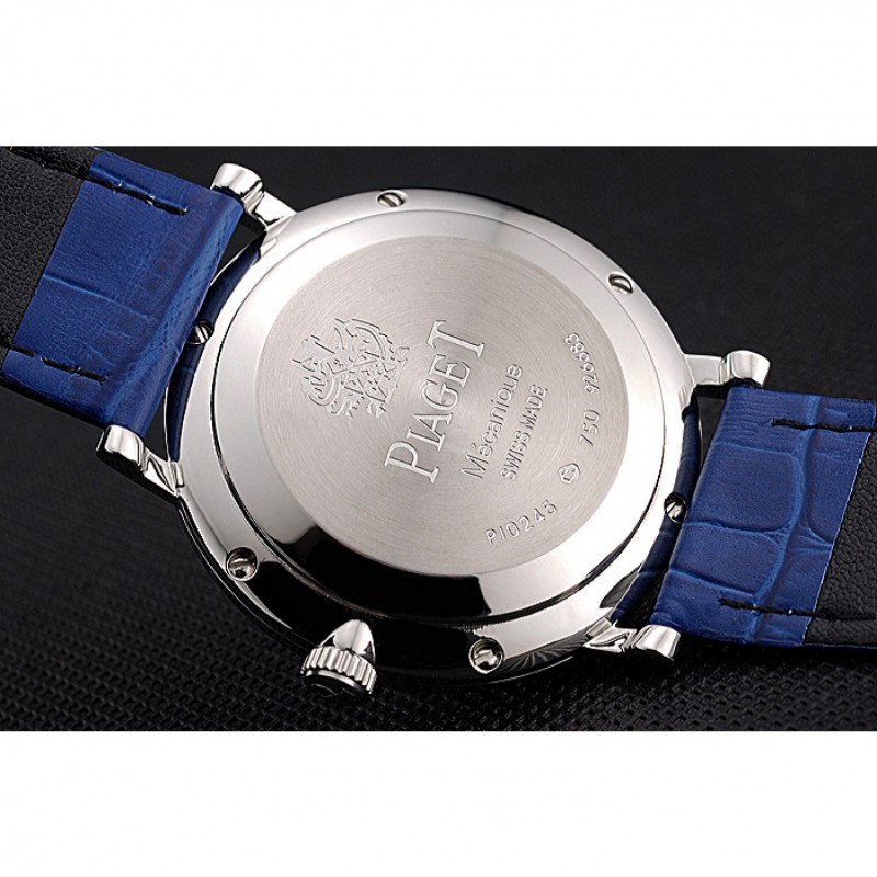 Piaget Altiplano Silver Case Blue Dial Blue Leather Bracelet 622630-7