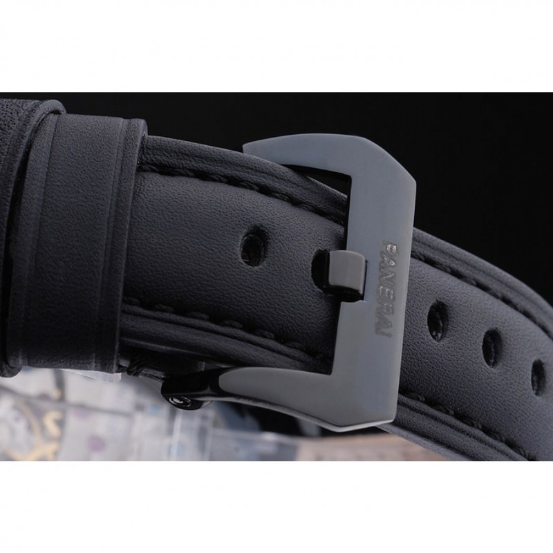 Panerai Luminor Marina Black Dial Black Stainless Steel Case Black Leather Bracelet-5