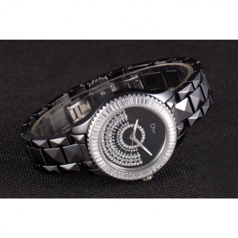 Dior VIII Baguette Cut White Diamonds with Diamond Encrusted Dial cd13 621366-3
