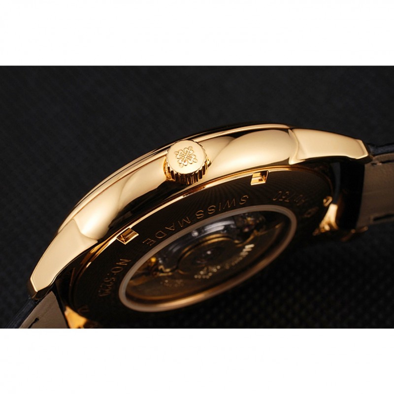 Best Replica Watches Swiss Patek Philippe Multi-Scale Chronograph White Dial Gold Case Black Leather Strap-7