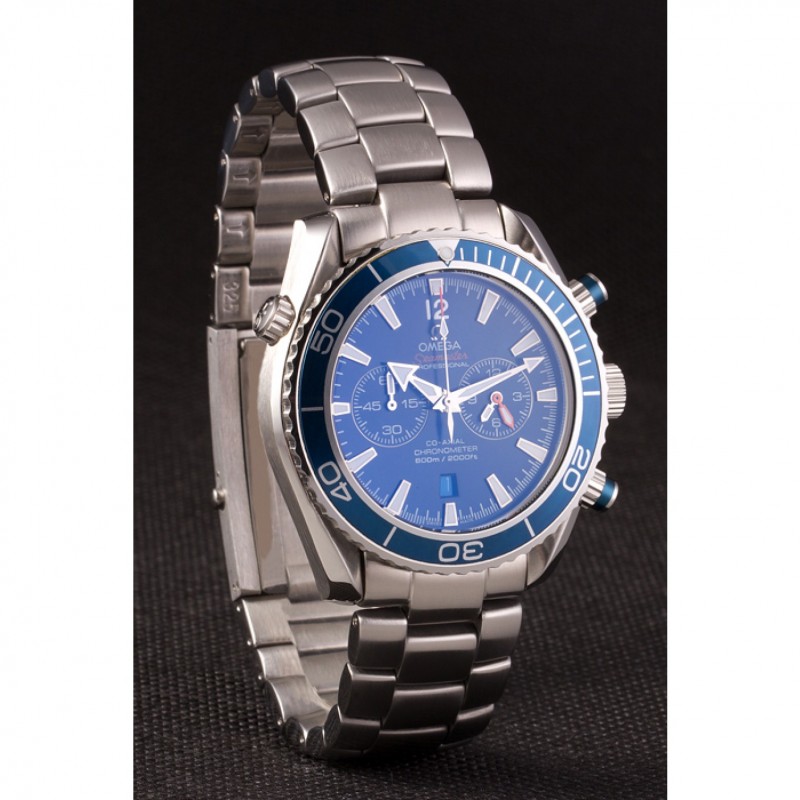 High Quality Replica Watches Omega Seamaster Planet Ocean Blue Bezel Blue Dial Stainless Steel Strap 80239-2