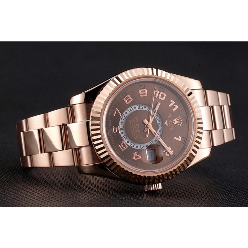 High End Rolex Sky Dweller Brown Dial Rose Gold Case Ad Bracelet-4