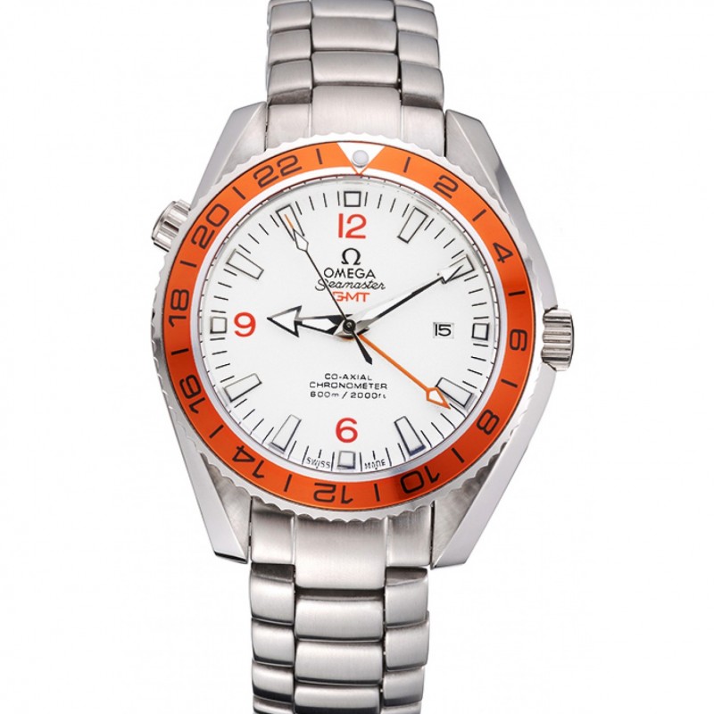 Omega Seamaster GMT White Dial Orange Bezel Stainless Steel Case 622718-0