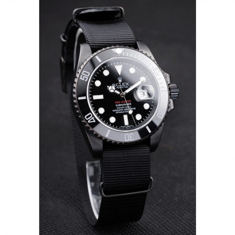 Rolex Swiss Submariner Pro-Hunter Black Fabric Strap Black Dial-2