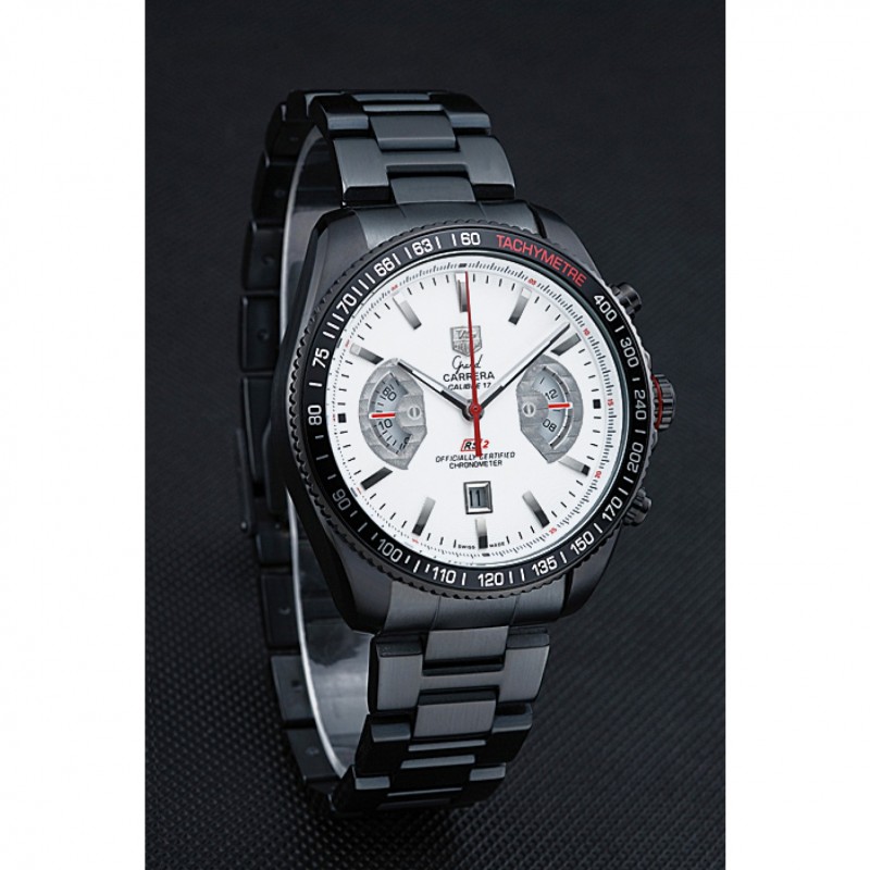 Tag Heuer Carrera Black Stainless Steel Case White Dial 98241-2