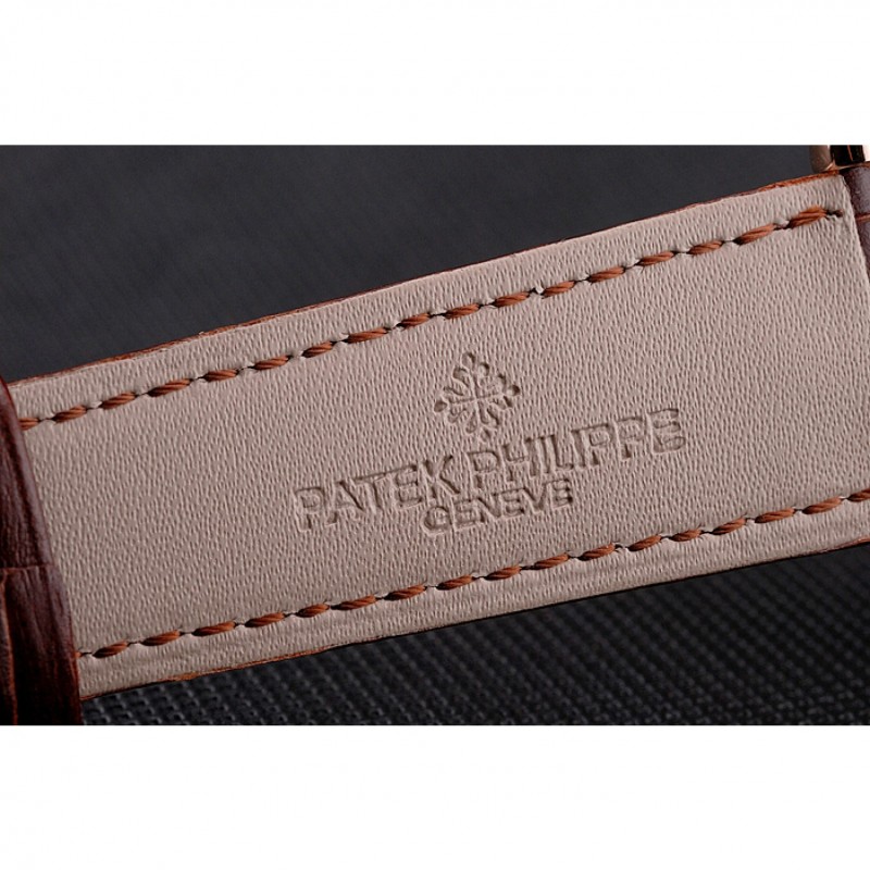 Patek Philippe Grand Complications Moonphase Perpetual Calendar Tourbillon White Dial Rose Gold Case Brown Leather Strap-6