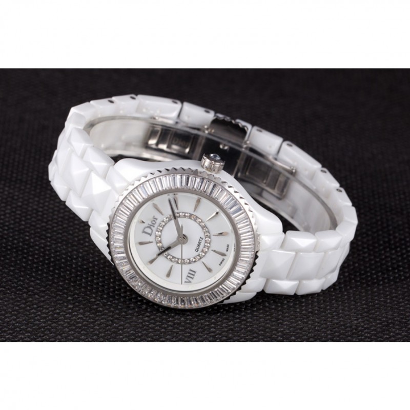 Dior VIII Baguette Cut White Diamonds with Diamond Encrusted Dial cd06 621359-4
