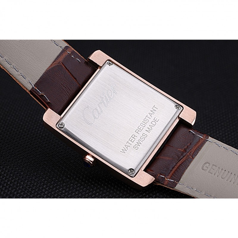 Cartier Tank MC Gold Diamond Case Brown Dial Brown Leather Strap 622170-7