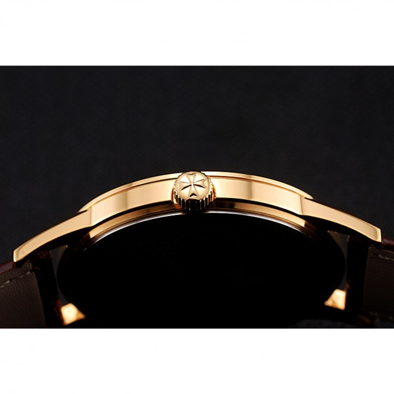 Vacheron Constantin Patrimony Chronometre Royal Gold Dial Gold Case Brown Leather Strap-8