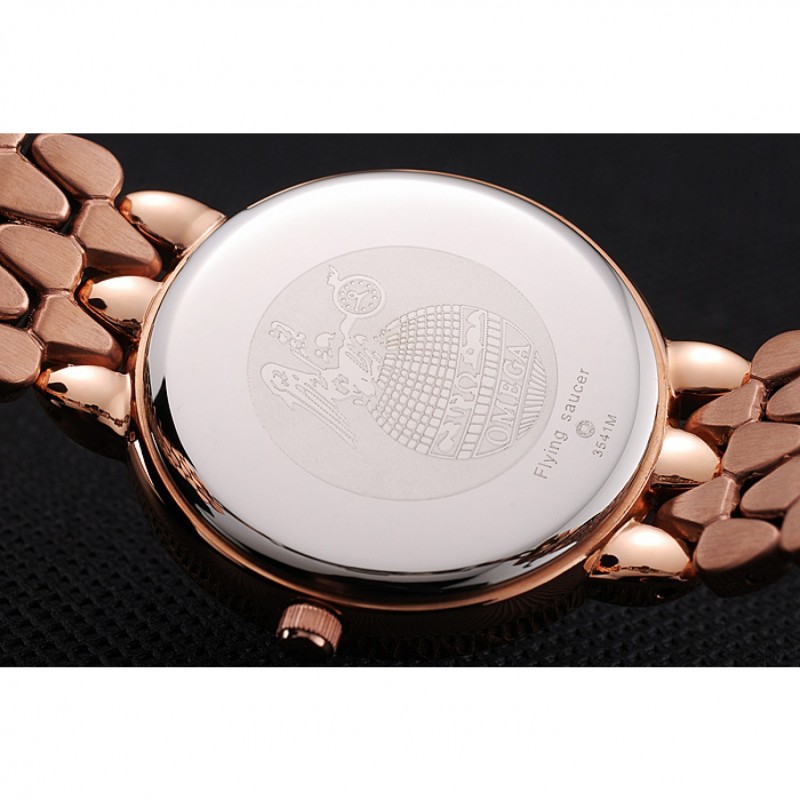 High Quality Omega De Ville Prestige Black Dial With Diamonds Rose Gold Case And Bracelet-7