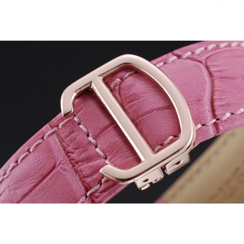 Cartier Tank MC Gold Case White Dial Pink Leather Strap 622176-6