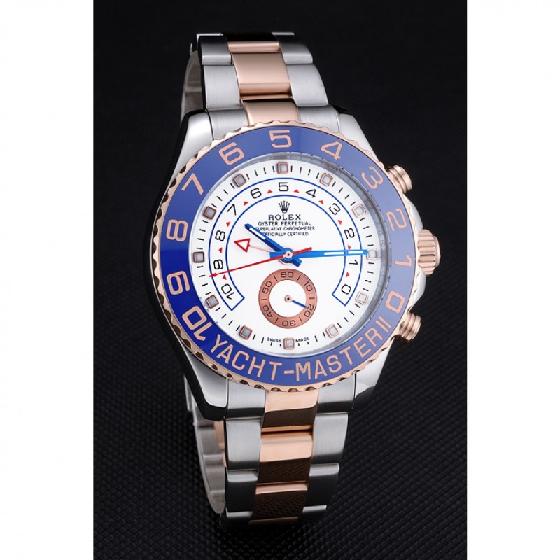 Rolex Yacht-Master II White Dial Blue Bezel Stainless Steel and Rose Gold Bracelet 622270-1