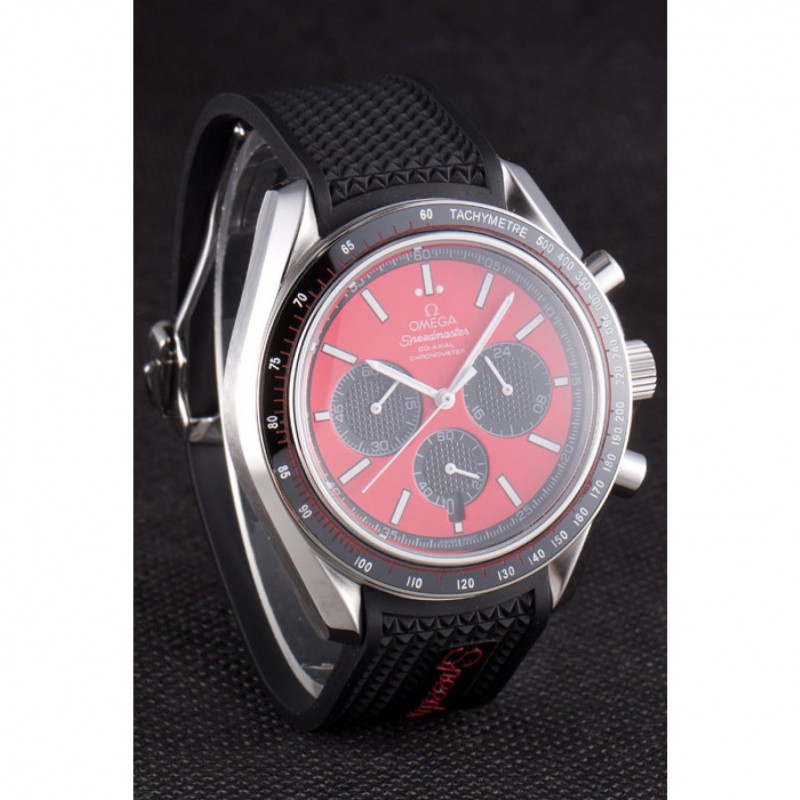 Omega Speedmaster Black Rubber Bracelet Red Dial 801421-2