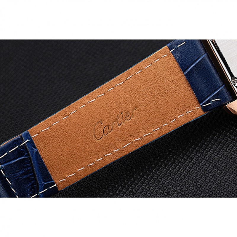 Cartier Tank MC White Dial Gold Case Blue Leather Strap 622577-7