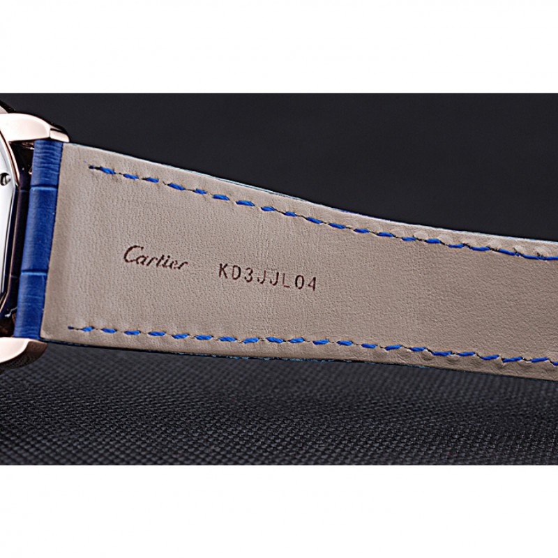 Swiss Cartier Ronde Solo Gold Diamond Case Blue Dial Roman Numerals 622208-8