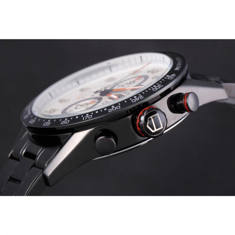 AAA Replica Watches Tag Heuer Carrera Ion Plated Stainless Steel Bracelet White Dial 801444-4