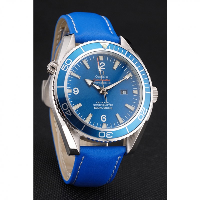 Omega Seamaster Planet Ocean Blue Dial Blue Leatherl Bracelet 622538-2