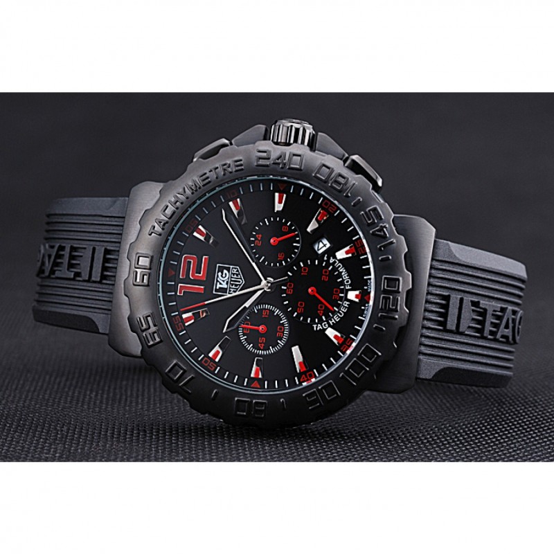 Tag Heuer Formula 1 Chronograph Black Dial Black Bezel Red Numerals 622408-4