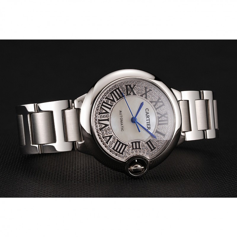 Swiss Cartier Ballon Bleu 40 MM Diamond Dial Staineless Steel Bracelet 1453893-2