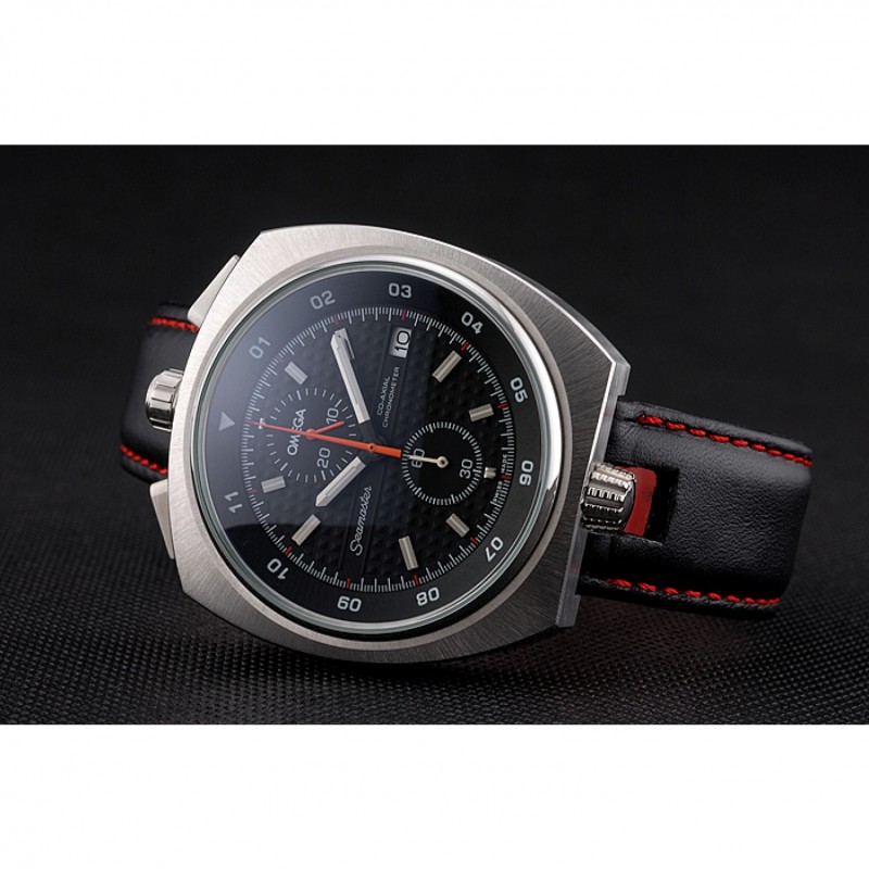 Omega Seamaster Bullhead Black Dial Stainless Steel Case Black Leather Strap 622826-4