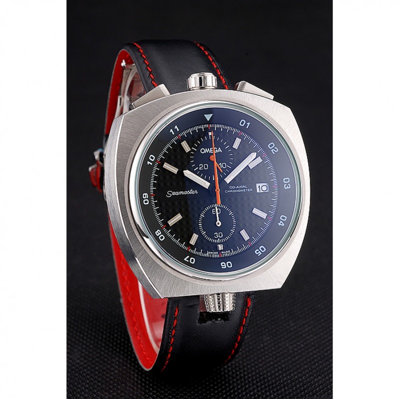 Omega Seamaster Bullhead Black Dial Stainless Steel Case Black Leather Strap 622826-2