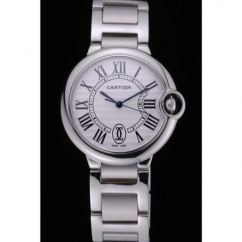 Swiss Cartier Ballon Bleu de Cartier White Dial Roman Numerals Stainless Steel Bracelet 622555-1