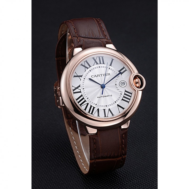 SS Replica Watches Swiss Cartier Ballon Bleu Brown Leather Bracelet 622064-2
