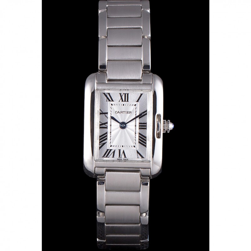 Best Cartier Tank Anglaise 23mm Silver Dial Stainless Steel Case And Bracelet-1
