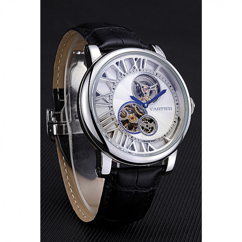 AAA Replica Watches Cartier Rotonde Reversed Tourbillon White Dial 621948-2