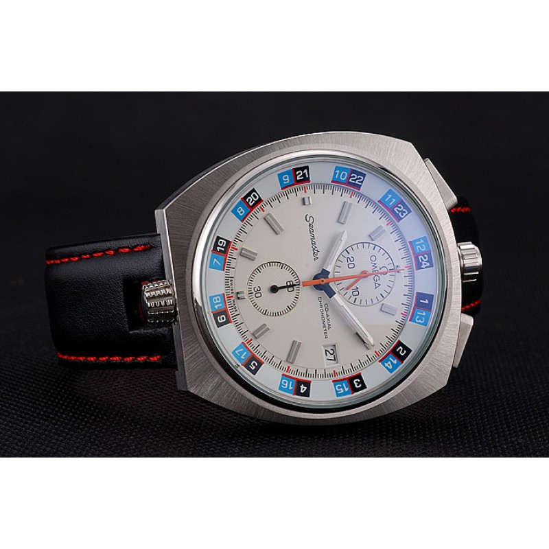 Best Replica Watches Omega Seamaster Bullhead White Dial Stainless Steel Case Black Leather Strap 622825-3