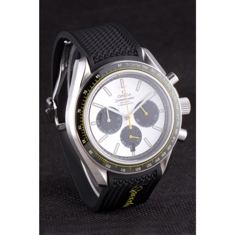 Omega Speedmaster Black Rubber Bracelet White Dial 801422-2