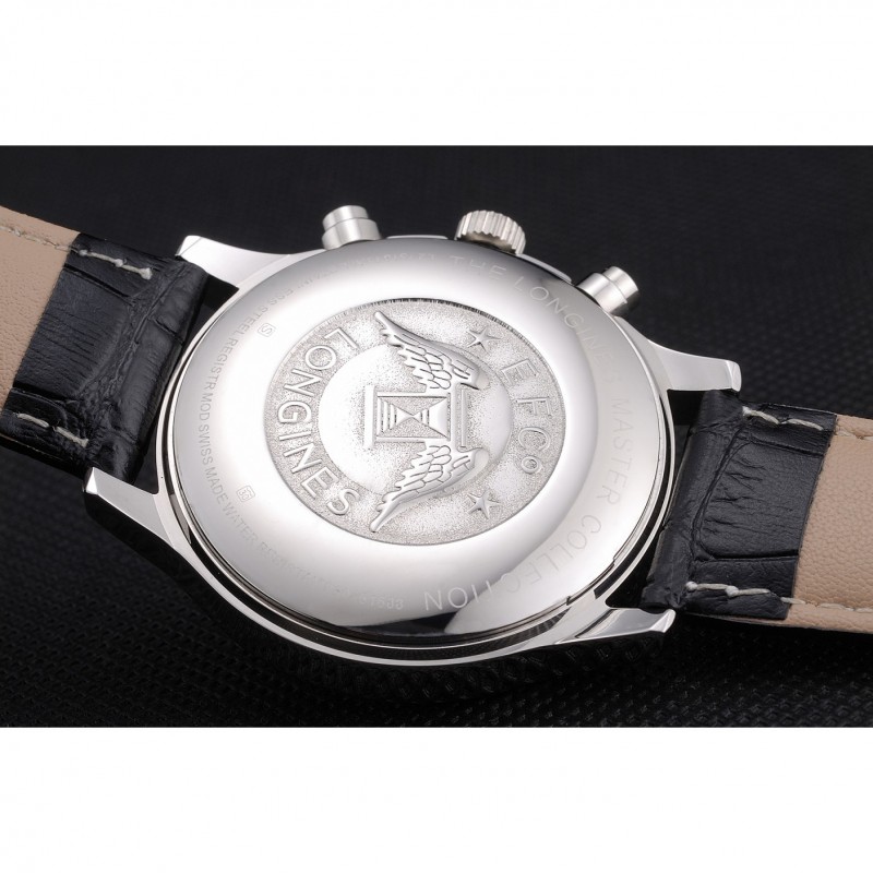Longines Master Collection Black Leather Strap Black Dial 80224-8