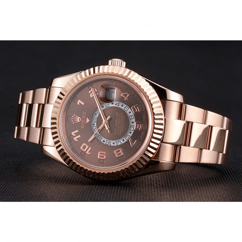 High End Rolex Sky Dweller Brown Dial Rose Gold Case Ad Bracelet-3